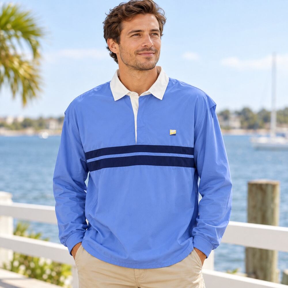 Solumbra Mens XL Blue Sun Protective Pullover Shirt Long Sleeve Made in USA